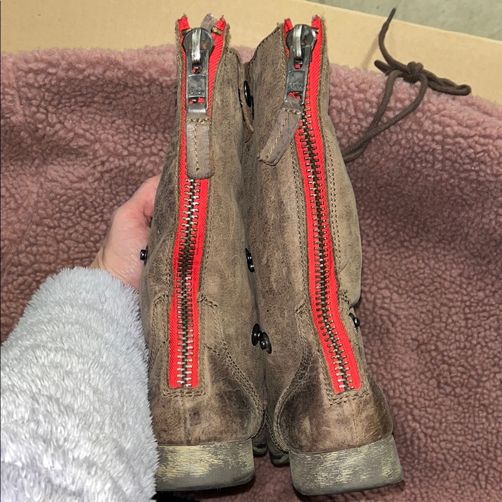 Steve Madden Brown Combat Moto Boots - Picture 5 of 11